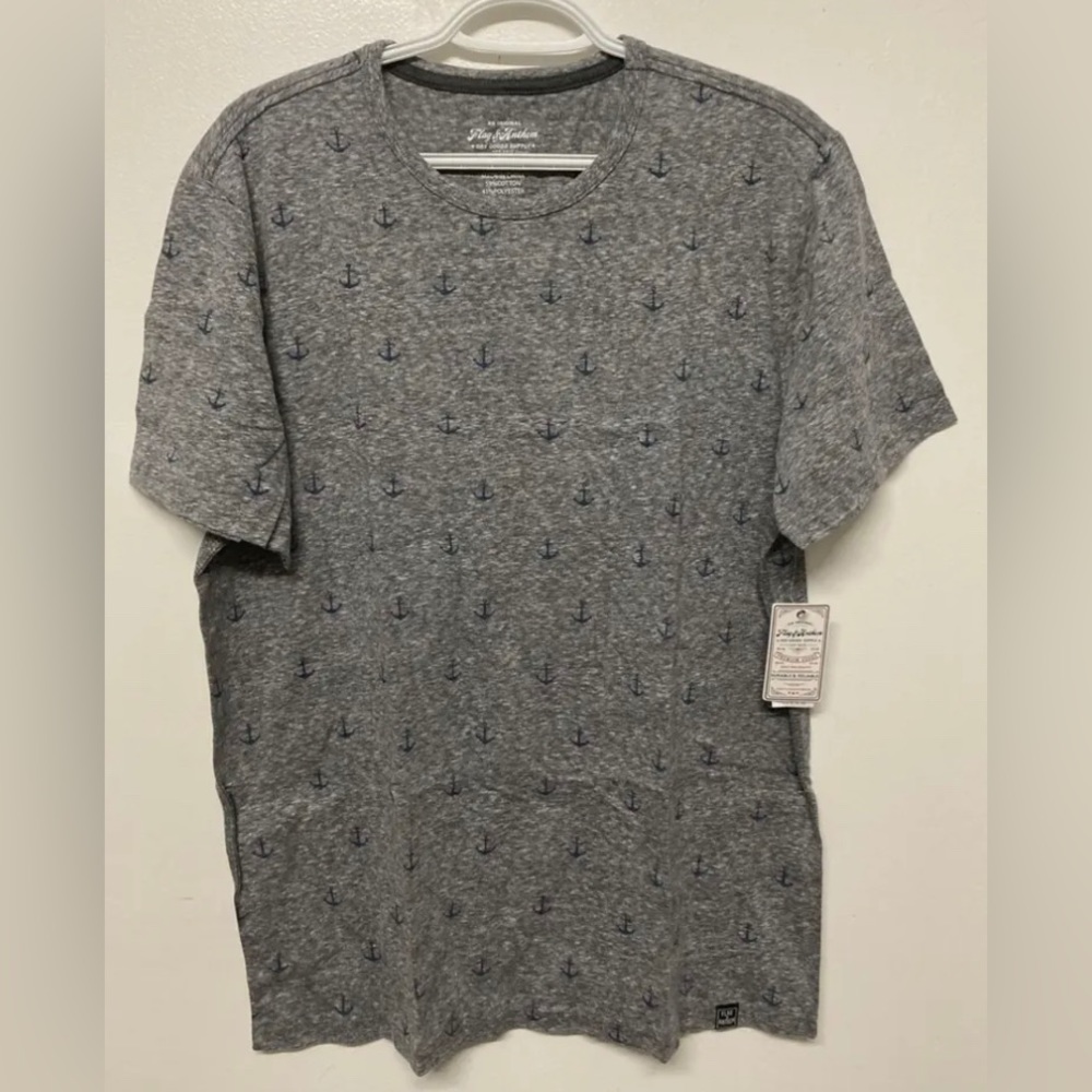 Flag & Anthem Mens T-Shirt Large Grey Anchor Tee Adult Short Sleeve Blank NWT